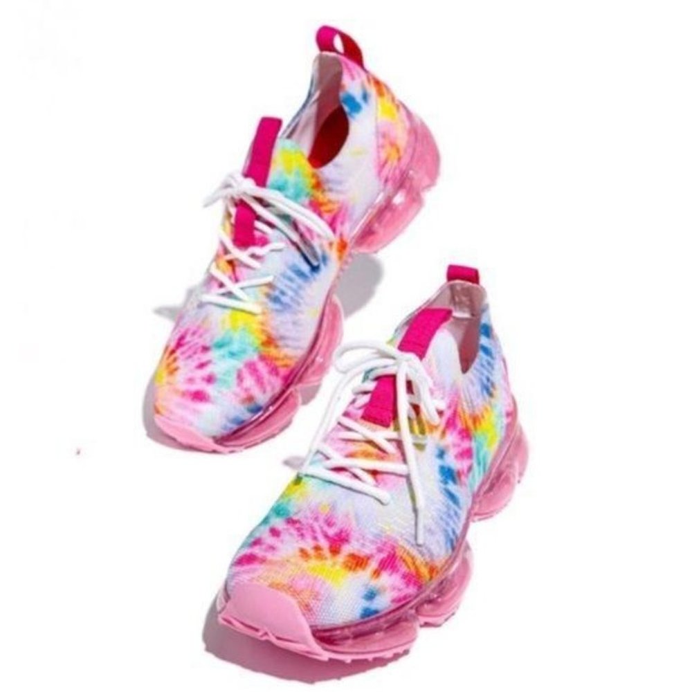 !! NEW !! Slip On Flyknit Sneakers in Pink Tie Dye - Picture 2 of 10